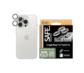 PanzerGlass SAFE Kamera Apple iPhone 16 Pro/15 Pro/16 Pro Max/15 Pro Max glitzernde silberne Creolen