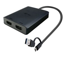 i-TEC USB-A/USB-C Dual 4K HDMI Adapter schwarz / kompatibel mit Thunderbolt 3/4