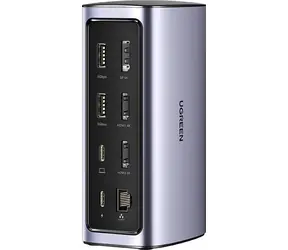 Ausgepackt - Ugreen CM555 Dockingstation grau / 3x USB-C / 3x USB-A / 2x HDMI / 1x DP / 1x RJ45 / 1x AUX / ausgepackt