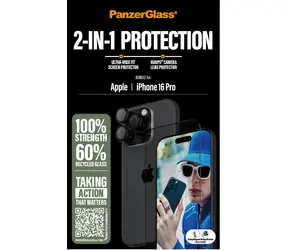 PanzerGlass Bundle: Ringe + UWF-Schutzglas für iPhone 16 Pro