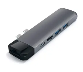 Satechi USB-C Pro Hub 4K grau / HDMI / Ethernet / USB-A / USB-C / MicroSD