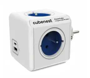 Cubenest PowerCube Original USB PD 20W USB A+C - blau / 4x230V + USB A+C / Kindersicherung / max. 16A/250V~3680W