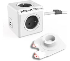 Cubenest PowerCube Extended USB PD 35W 2xC 1,5m Kabel - grau / 4X Buchse + 2x USB-C