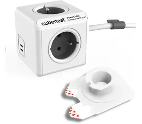 Cubenest PowerCube Extended USB PD 35W 2xC 1,5m Kabel - grau / 4X Buchse + 2x USB-C