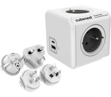 Cubenest PowerCube ReWirable USB PD 20W A+C - grau / 4X Steckdose + USB-A+C / 4X Weltstecker (EU | US | UK | AU/CN)