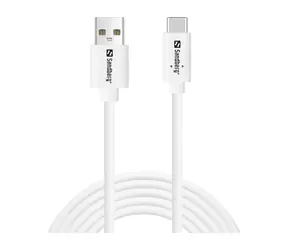 Sandberg USB-C > USB-A 2.0 2M SAVER weiß / USB-A auf USB-C Kabel
