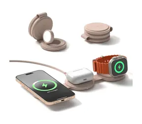 Satechi OntheGo 3-in-1 Kabelloses Ladegerät, pink / Kabelloses Ladegerät / Qi2 / 15 W