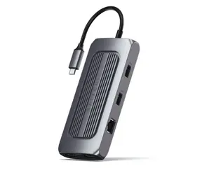Satechi USB-C Multiport MX grau / Adapter / 2x USB-C / 2x USB-A / 2x HDMI / microSD / SD / Ethernet / 3,5-mm-Klinkenbuchse / PD 10