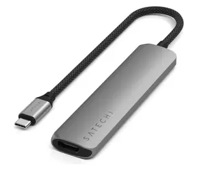Satechi 6-in-1 USB-C Slim Multiport grau / Adapter / USB-C / 2x USB-A / HDMI / microSD / SD / PD 100 W