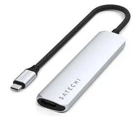 Satechi 6-in-1 USB-C Slim Multiport Silber / Adapter / USB-C / 2x USB-A / HDMI / microSD / SD / PD 100 W