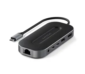Satechi USB-4 Multiport grau / Adapter / 2x USB-C / USB-A / RJ45 / HDMI / 3,5-mm-Klinkenbuchse / PD 