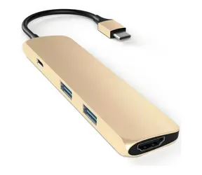 Satechi USB-C Slim Multiport Gold / Adapter / USB-C / 2x USB-A / HDMI / PD 60 W