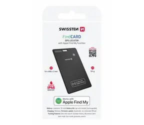 Swissten FindCard Smart Locator mit Apple „Wo ist?“-Funktion, schwarz / BLE