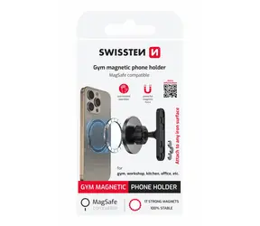 Swissten Universal-Magnet-Handyhalterung für Fitnessstudios mit MagSafe, Schwarz