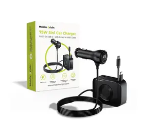 Mobile Origin CA23 5-in-1 75W / Autoladegerät / 2x USB-C / 1x USB-A / 2x USB-C-Kabel