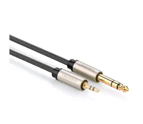 Ugreen AV127 10630 Audio-TRS-Kabel 5 m - grau / Mini-Klinke 3,5 mm / Klinke 6,35 mm 