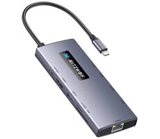 Blitzwolf BW-NEW TH8 Adapter 10in1 grau / 3x USB-A / 3x USB-C / 1x HDMI / 1x RJ45 / SD + TF-Kartenleser 