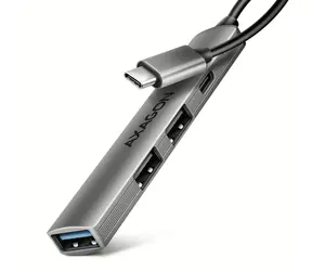 Axagon HUE-STC, 4X USB-Aluminium-Streifen-Hub, 1x USB-A 5 Gbit/s, 2x USB-A & 1x USB-C 480 Mbit/s, USB-C-Kabel 12 cm