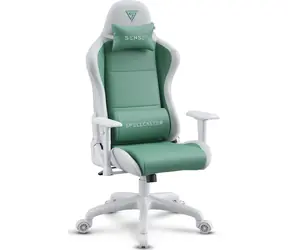 SENSE7 Spellcaster FUKU PU weiß-grün / Gaming-Stuhl / Kunstleder / verstellbar / Rollen / Belastbarkeit 150 kg 