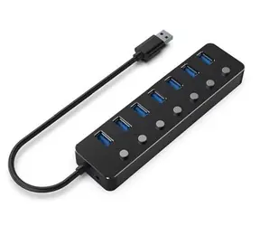 Gembird UHB-U3P7P-01 / USB 3.1 Hub mit Schaltern / 7 Ports / bis zu 5 Gbit/s
