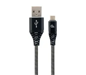 Gembird Kabel USB 2.0 (Stecker) auf Micro-USB (Stecker) schwarz-weiß / 2 m / geflochten