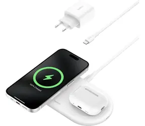 Belkin BOOST CHARGE PRO Qi2 Magnetisches Ladepad 2in1 Weiß / 15W