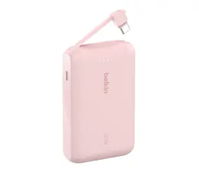 Belkin BOOST CHARGE Powerbank 10000mAh + integriertes Kabel pink / 20W PD / USB-C