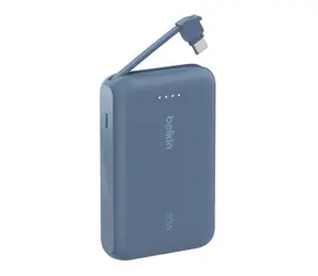 Belkin BOOST CHARGE Powerbank 10000mAh + integriertes Kabel blau / 20W PD / USB-C
