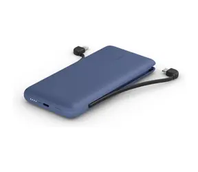 Belkin BOOST CHARGE Powerbank 10000mAh + integrierte Kabel blau / 18W PD / USB-C