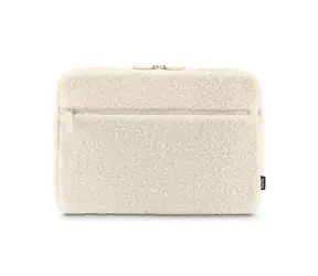 HAMA Cozy Laptoptasche 14,1-15,6 Zoll (36-40 cm), beige / flauschig / mit Vordertasche 
