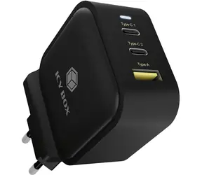 Icy Box IB-PS103-PD schwarz / Ladegerät / 2x USB-C / 1x USB-A / PD 3.0 65W + QC 3.0 36W