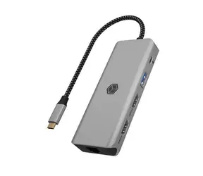 Icy Box IB-DK4012-CPD silber / Dockingstation / PD 100W / 2x HDMI / 1x RJ-45 / 1x USB-A 2.0 / 2x USB-A 3.2 Gen1