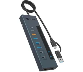 Icy Box IB-HUB1742CR-C2PD blau / Dockingstation / 3x USB-A 3.2 Gen1 / 1x USB-A 3.2 Gen2 / 5x USB-C 3.2 Gen2 