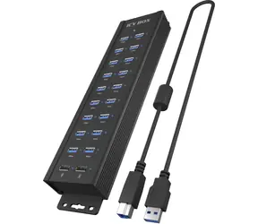 Icy Box IB-HUB 1720-U3 schwarz / USB-Hub / 18x USB-A 3.2 Gen1 / 2x 15W