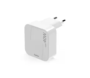 HAMA Schnellladegerät mit USB-Anschluss, GaN, weiß / 2x USB-C / PD / QC / 40 W / faltbar