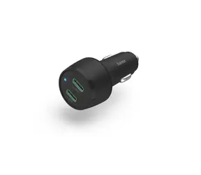 HAMA Schnell-USB-Autoladegerät, schwarz / 2x USB-C / 45 W