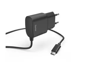 HAMA Netzladegerät mit Kabel, schwarz / USB-C / 2,4 A / 1 m