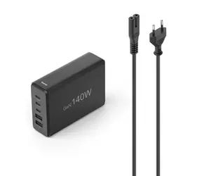 HAMA USB-Ladestation GaN schwarz / 3x USB-C PD / 2x USB-A (1x QC) / 140 W