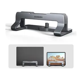 Axagon STND-VG, vertikaler Aluminiumständer für Laptops (10"-17,3") mit einstellbarem Abstand, grau