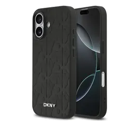 DKNY PU-Leder-Rückseite mit Gittermuster und Magsafe-Funktion für iPhone 17, Schwarz