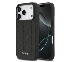 DKNY PU-Leder-Rückseite mit Gittermuster und Magsafe-Funktion für iPhone 17 Pro, Schwarz