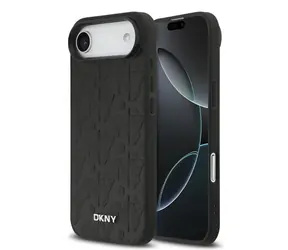 DKNY PU-Leder-Rückseite mit Gittermuster und Magsafe-Funktion für iPhone Air, Schwarz