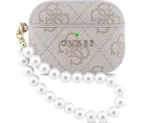 Guess PU 4G Classic Logo Pearl Strap Case für AirPods Pro 3 Pink