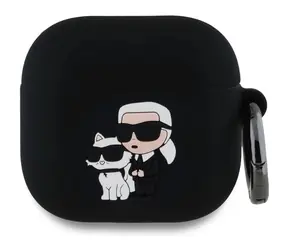 Karl Lagerfeld 3D- Logo NFT Karl und Choupette Silikonhülle für AirPods 4 Schwarz