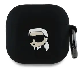 Karl Lagerfeld 3D- Logo NFT Silikonhülle mit Karl-Kopf für AirPods 4, Schwarz