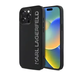 Karl Lagerfeld 3D- Logo Rückseite aus Gummi für iPhone 15 Pro Max, Schwarz