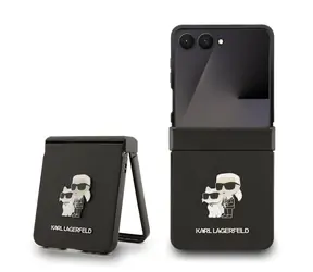 Karl Lagerfeld PU Saffiano Karl und Choupette Rückseite für Samsung Galaxy Z Flip 7 Schwarz