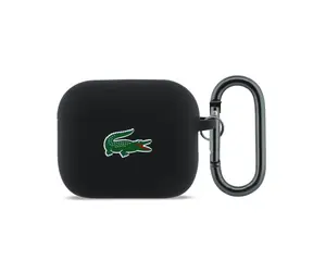 Lacoste Flüssigsilikon-Hülle mit Krokodil Logo für AirPods Pro 3, Schwarz