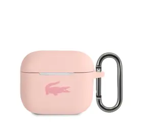 Lacoste Flüssigsilikon-Schutzhülle mit glänzendem Logo -Druck für AirPods 3, Pink