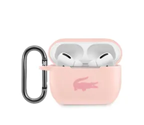 Lacoste Flüssigsilikon-Schutzhülle mit glänzendem Logo -Druck für AirPods Pro, Pink